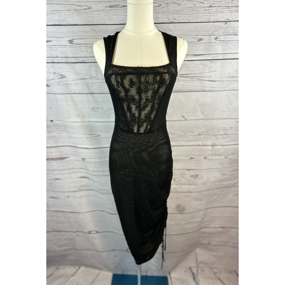 Free People Intimately Dress Womens XS Convertible Corset Mesh Bodycon Midi